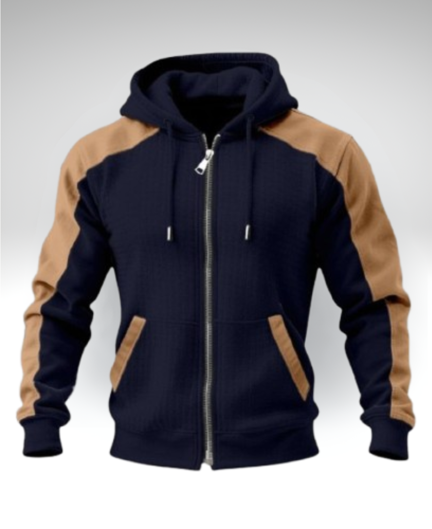 SALVATORE™║Sudadera bicolor con cremallera