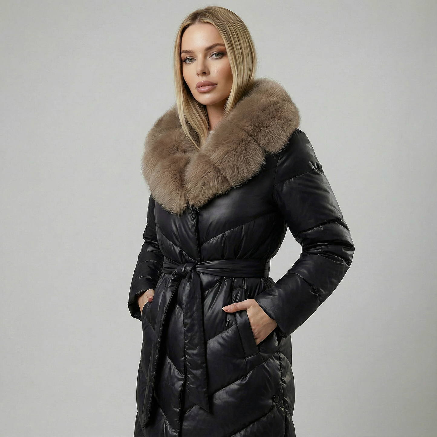 CHRISTINA™║Chaqueta elegante con cuello de piel sintética