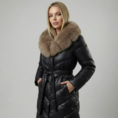 CHRISTINA™║Chaqueta elegante con cuello de piel sintética