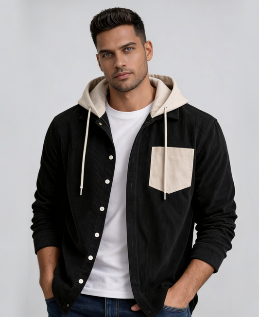 Camisa con capucha de corduroy