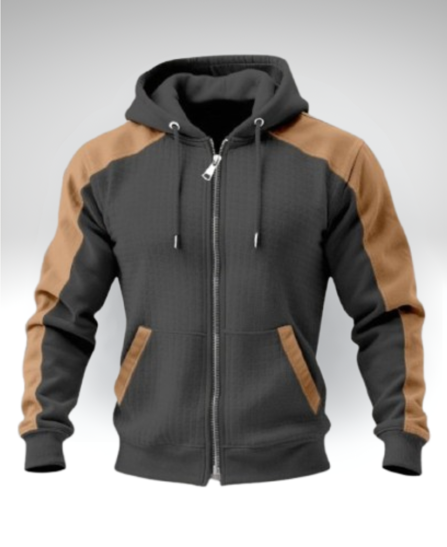 SALVATORE™║Sudadera bicolor con cremallera