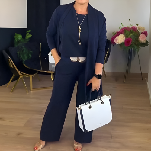 GABRIELA║Conjunto de 3 Piezas con Cárdigan Largo