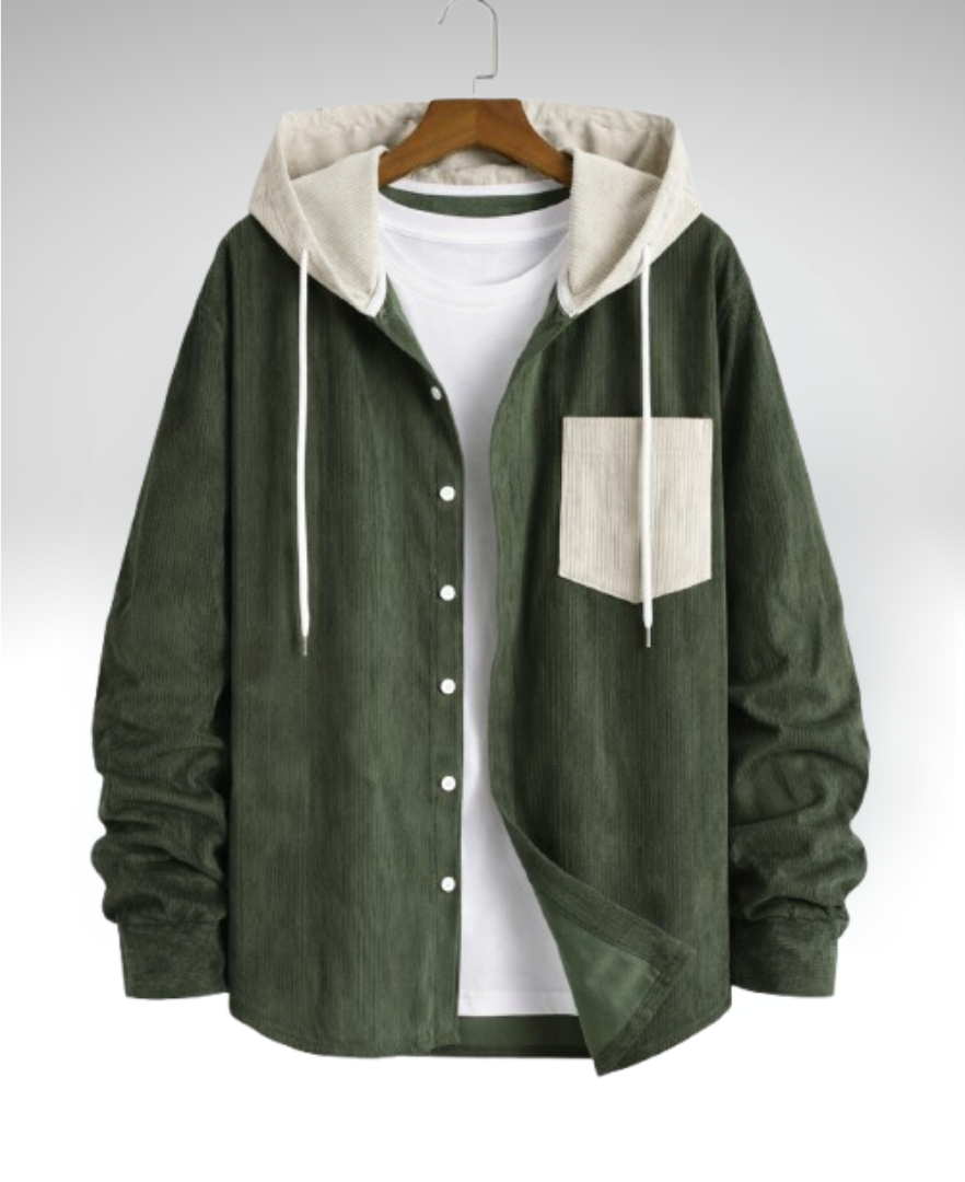 Camisa con capucha de corduroy