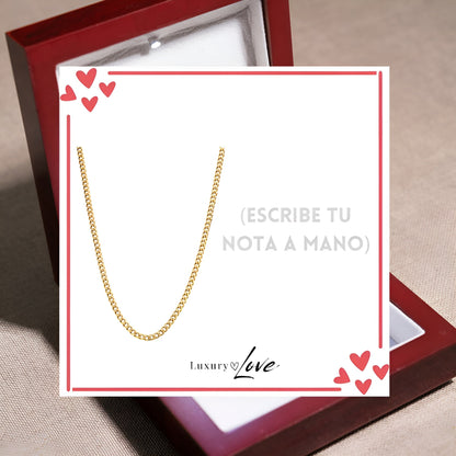 Collar Cuban Style® Dorado para mi Hombre (con carta dedicada y Caja con Luz)