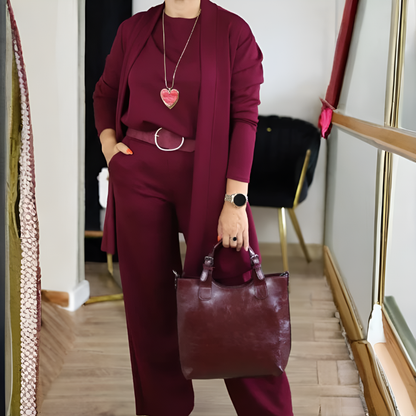 GABRIELA║Conjunto de 3 Piezas con Cárdigan Largo