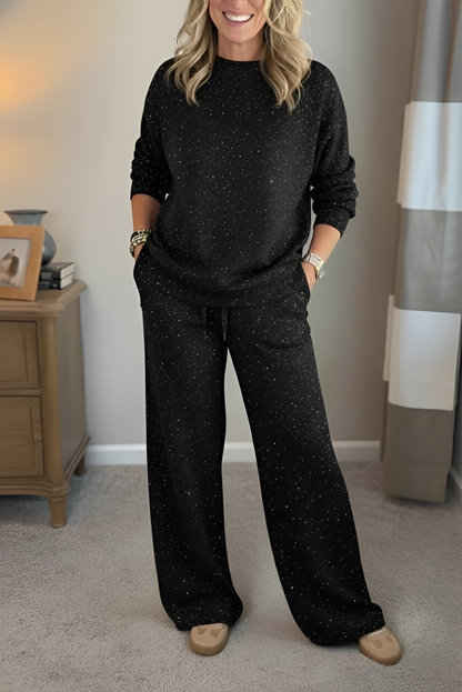 VIVIANA™║Cuello redondo, brillante, color uniforme, estilo informal completo