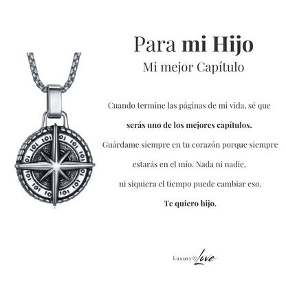 Collar Estrella del Norte® - Para mi Hijo (con nota dedicada y caja de madera con luz)