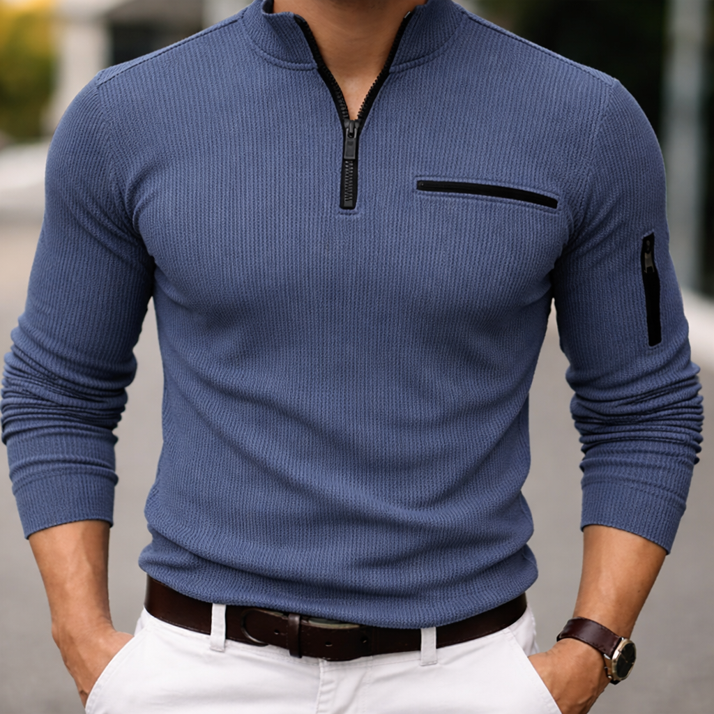 GUSTEOUS║Camiseta de manga larga con cremallera