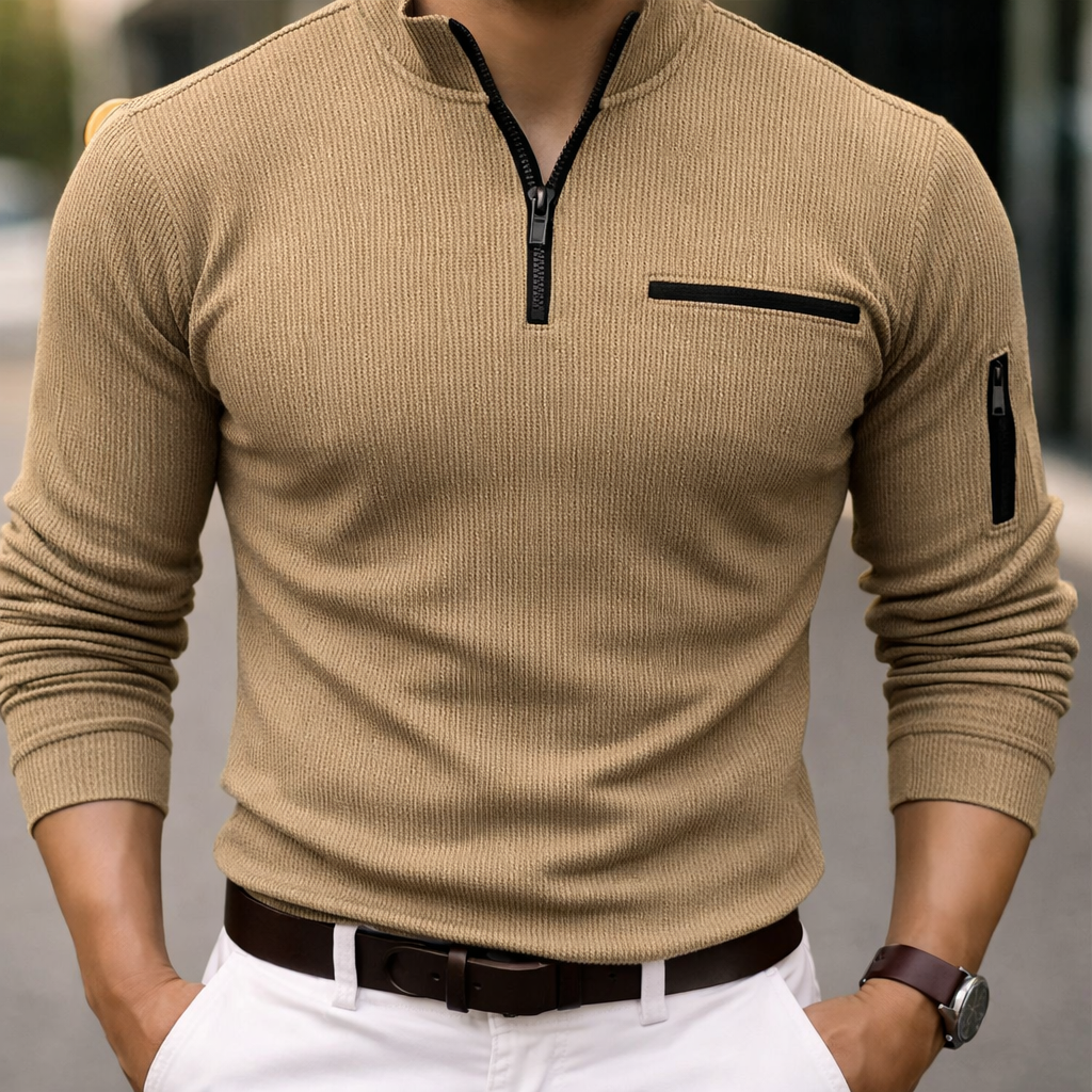 GUSTEOUS║Camiseta de manga larga con cremallera