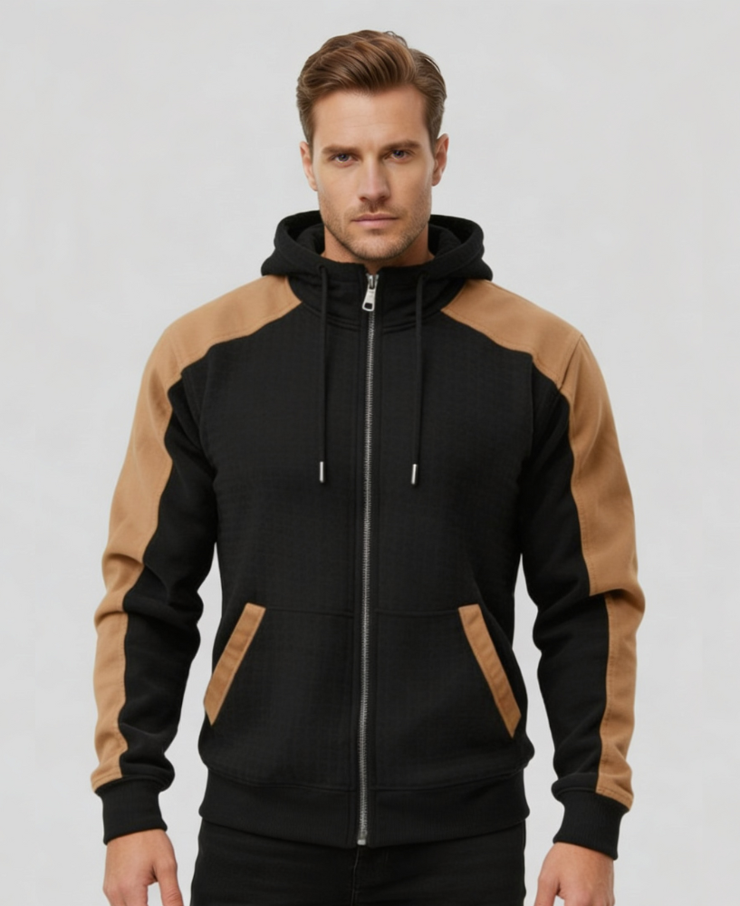 SALVATORE™║Sudadera bicolor con cremallera