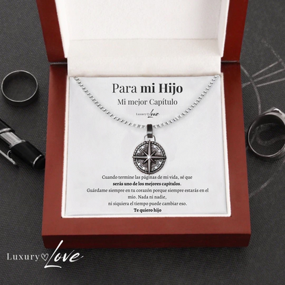 Collar Estrella del Norte® - Para mi Hijo (con nota dedicada y caja de madera con luz)