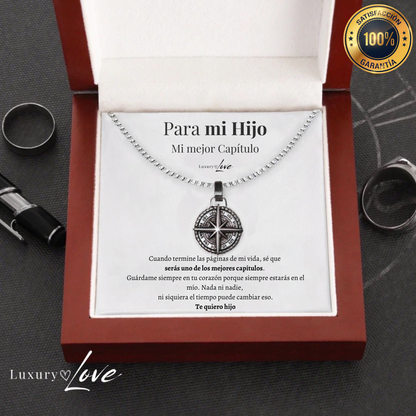 Collar Estrella del Norte® - Para mi Hijo (con nota dedicada y caja de madera con luz)
