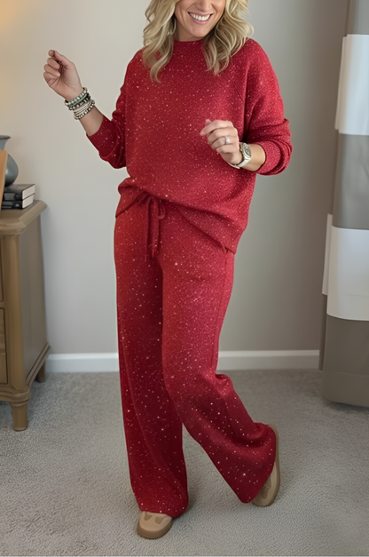 VIVIANA™║Cuello redondo, brillante, color uniforme, estilo informal completo