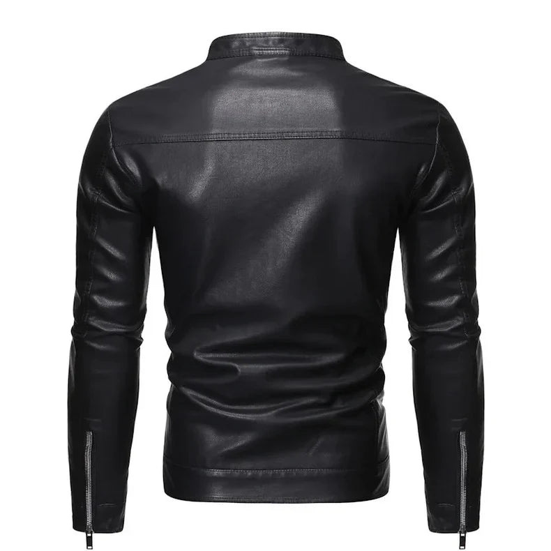 Chaqueta de piel con cuello alto