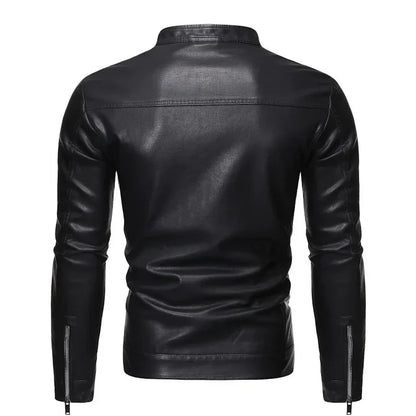 Chaqueta de piel con cuello alto