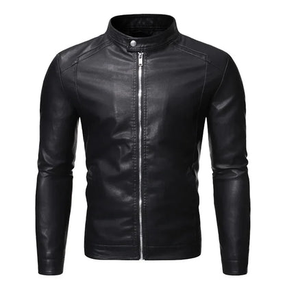 Chaqueta de piel con cuello alto
